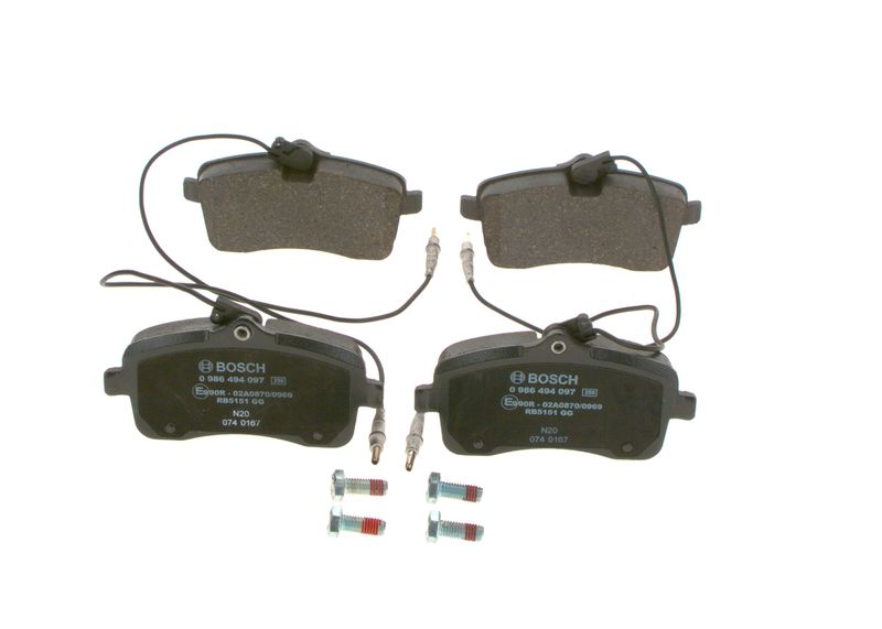 Комплект тормозных колодок, дисковый тормоз BOSCH 0986494097