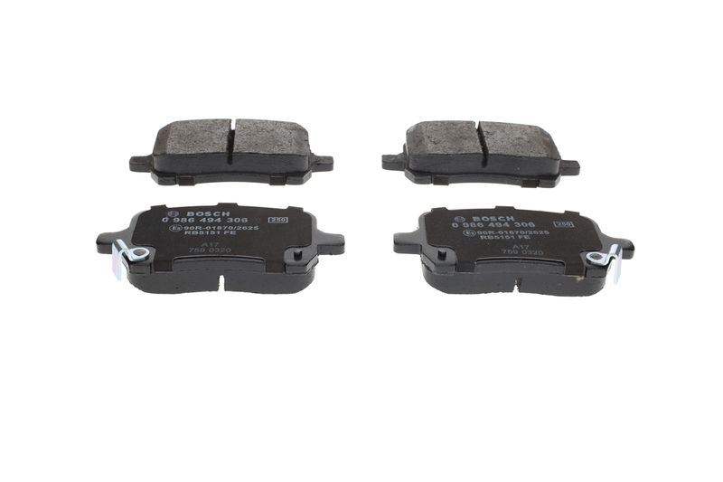 Комплект тормозных колодок, дисковый тормоз BOSCH 0986494306