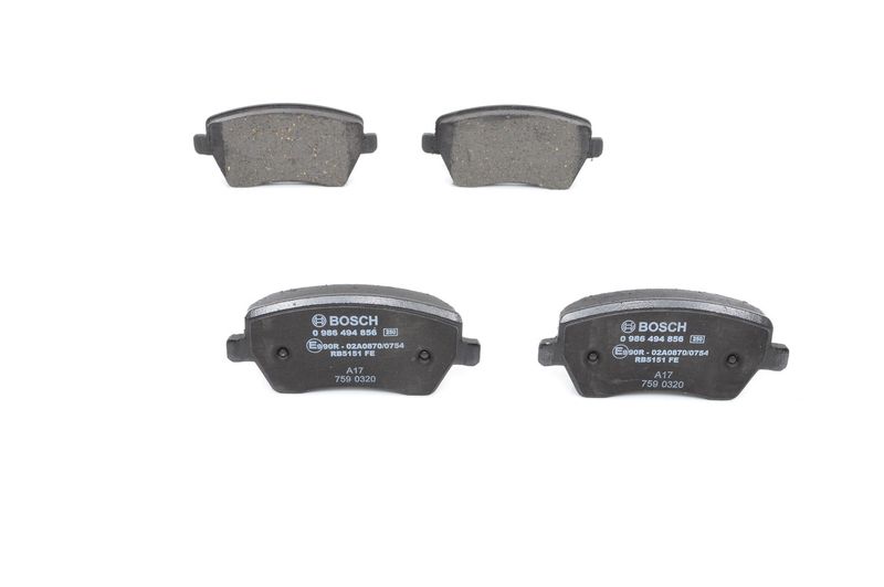 Комплект тормозных колодок, дисковый тормоз BOSCH 0986494856