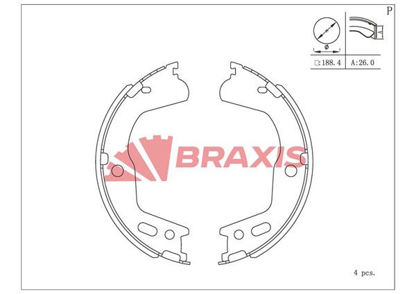 Комплект тормозных колодок, стояночная тормозная система BRAXIS AC0214