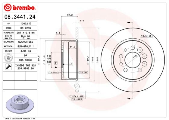 Тормозной диск BREMBO 08344124
