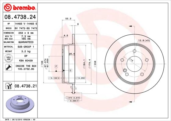 Тормозной диск BREMBO 08473821