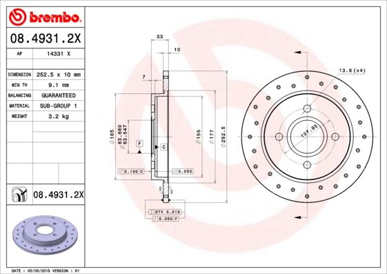 Тормозной диск BREMBO 0849312X