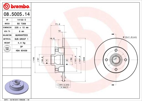 Тормозной диск BREMBO 08500514