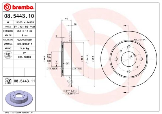 Тормозной диск BREMBO 08544310