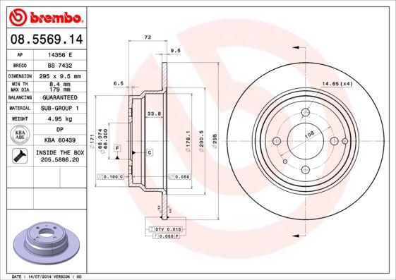 Тормозной диск BREMBO 08556914
