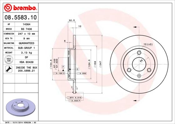 Тормозной диск BREMBO 08558310