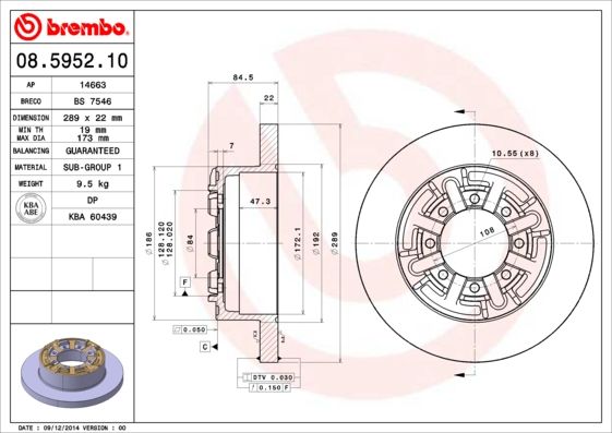 Тормозной диск BREMBO 08595210