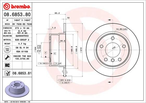 Тормозной диск BREMBO 08685381