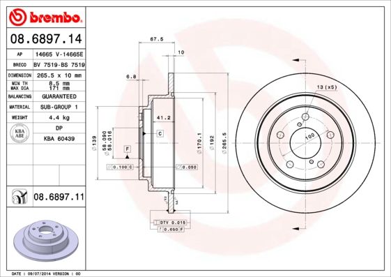 Тормозной диск BREMBO 08689714