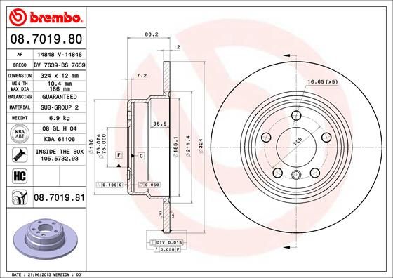 Тормозной диск BREMBO 08701981