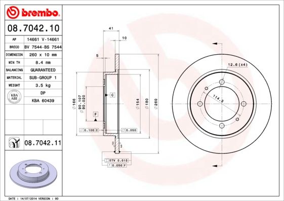 Тормозной диск BREMBO 08704211