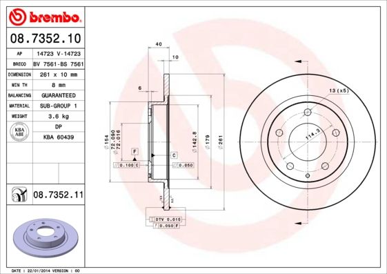 Тормозной диск BREMBO 08735210