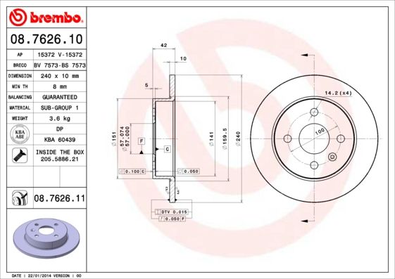 Тормозной диск BREMBO 08762611