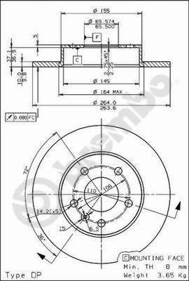 Тормозной диск BREMBO 08762775
