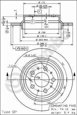 Тормозной диск BREMBO 08776575