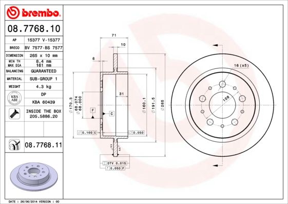 Тормозной диск BREMBO 08776810