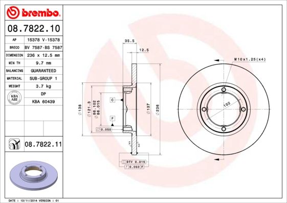 Тормозной диск BREMBO 08782210