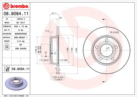 Тормозной диск BREMBO 08908411