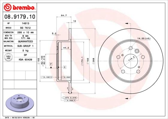 Тормозной диск BREMBO 08917910