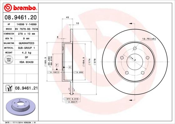 Тормозной диск BREMBO 08946120
