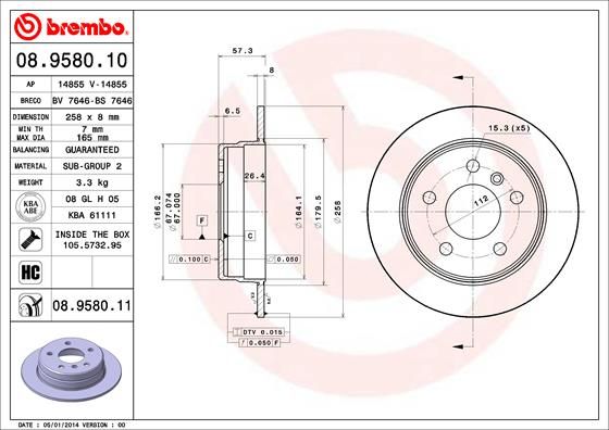 Тормозной диск BREMBO 08958011