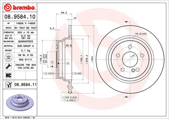Тормозной диск BREMBO 08958410