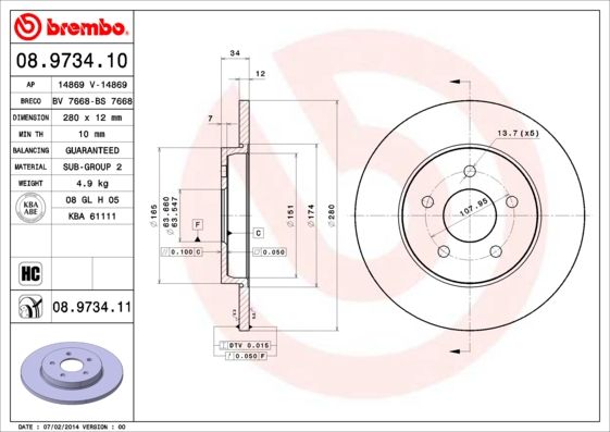 Тормозной диск BREMBO 08973411