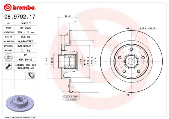 Тормозной диск BREMBO 08979217