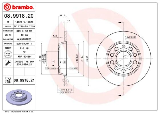 Тормозной диск BREMBO 08991821