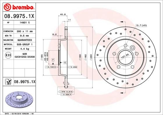Тормозной диск BREMBO 0899751X