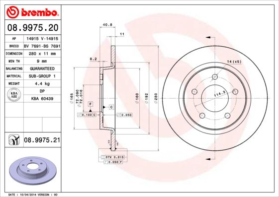 Тормозной диск BREMBO 08997521