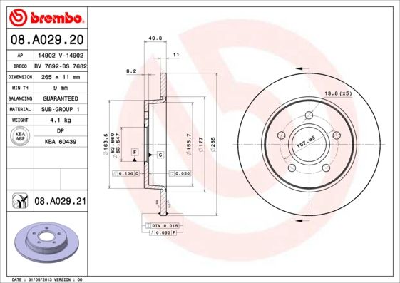 Тормозной диск BREMBO 08A02921