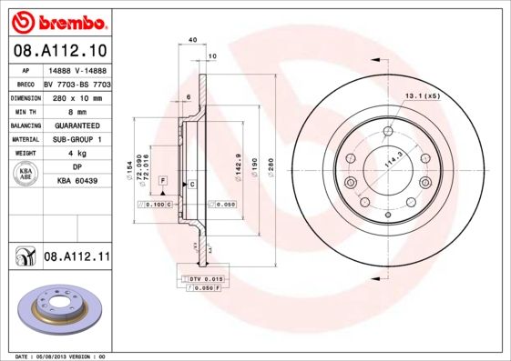 Тормозной диск BREMBO 08A11211