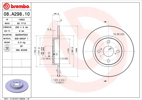 Тормозной диск BREMBO 08A29810