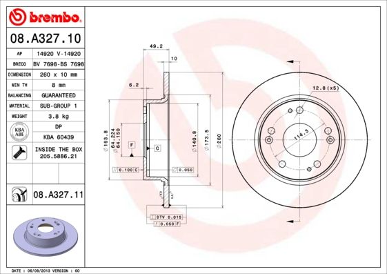 Тормозной диск BREMBO 08A32711