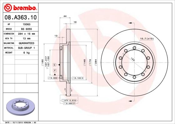 Тормозной диск BREMBO 08A36310
