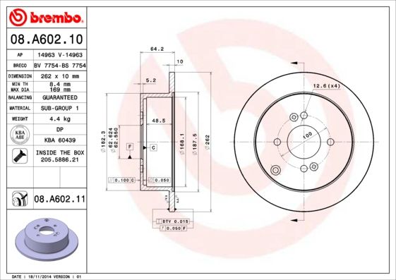 Тормозной диск BREMBO 08A60211