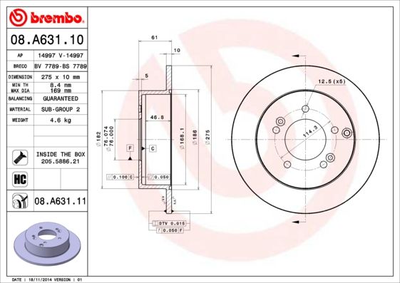 Тормозной диск BREMBO 08A63111