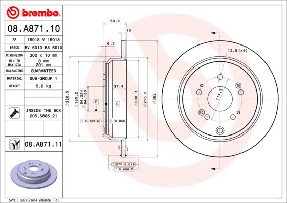 Тормозной диск BREMBO 08A87110