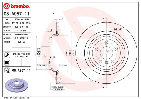 Тормозной диск BREMBO 08A95711