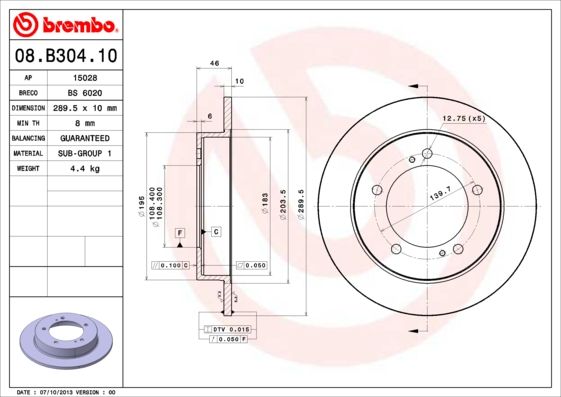 Тормозной диск BREMBO 08B30410