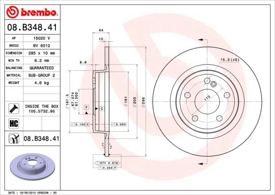 Тормозной диск BREMBO 08B34841