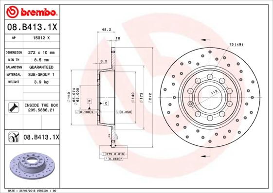 Тормозной диск BREMBO 08B4131X