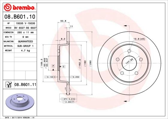 Тормозной диск BREMBO 08B60110