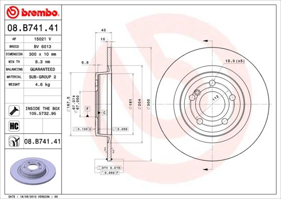 Тормозной диск BREMBO 08B74141