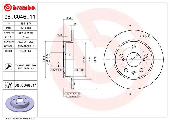 Тормозной диск BREMBO 08C04611