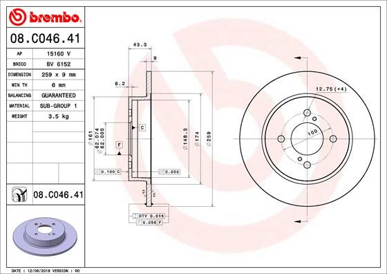 Тормозной диск BREMBO 08C04641