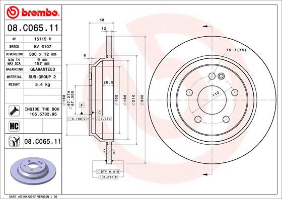 Тормозной диск BREMBO 08C06511