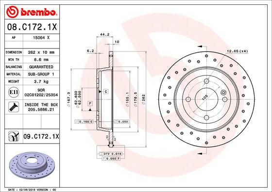 Тормозной диск BREMBO 08C1721X